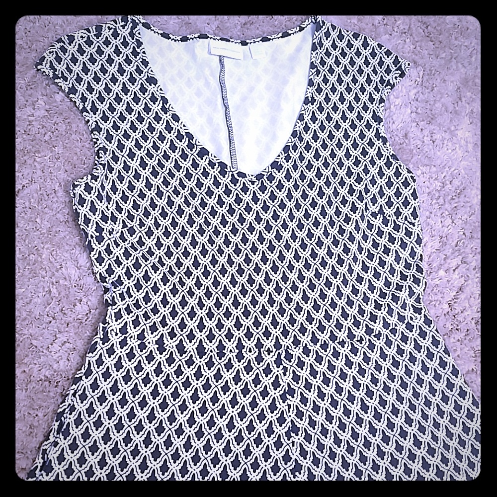 NY&Co. Fit and flair dress, small, navy and white